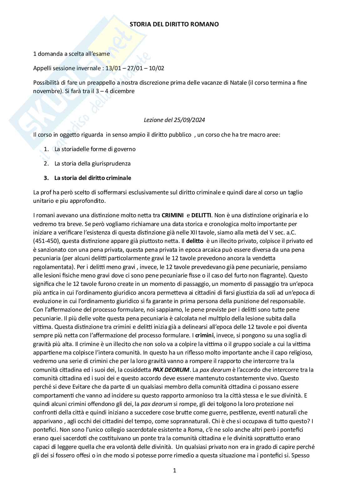 Storia del diritto romano  Pag. 1