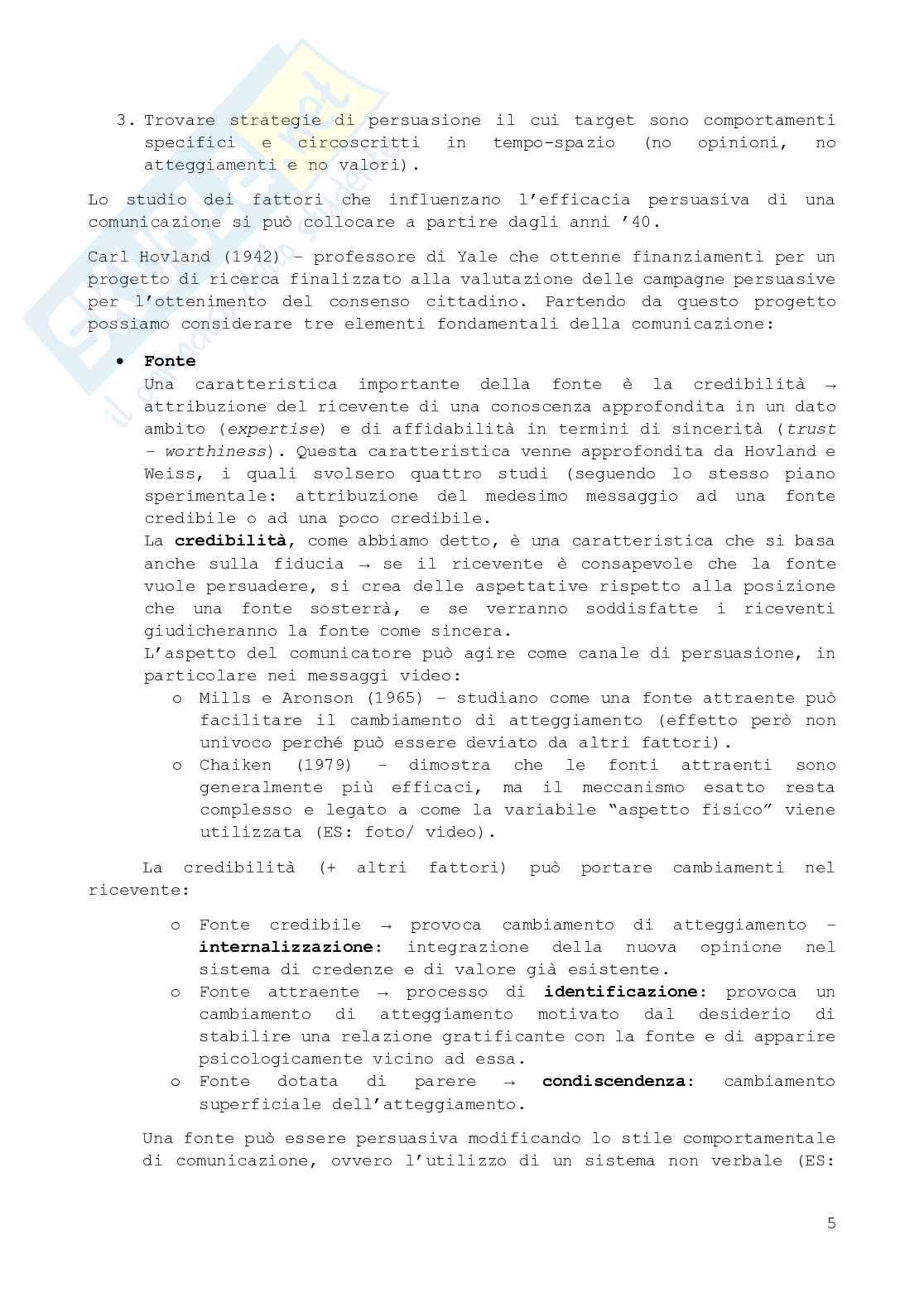 Riassunto esame Psicologia della comunicazione, Prof. Gilardi Silvia, libro consigliato Fondamenti di psicologia della comunicazione , Anolli Pag. 6