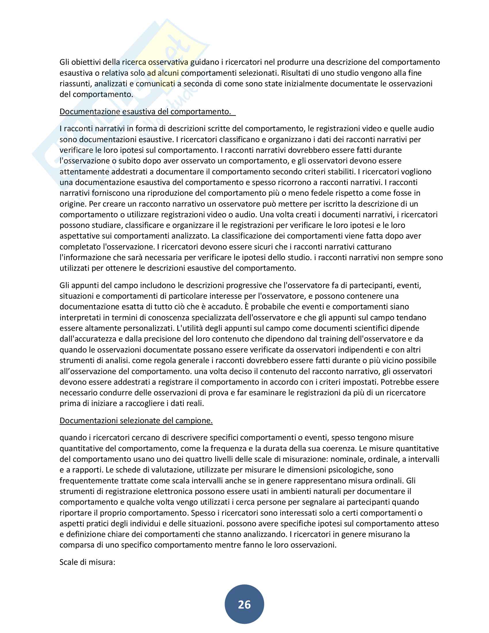 Riassunto esame Metodo della ricerca psicologica, prof. Sacco, libro consigliato Metodo della ricerca psicologica, Shaughnessy Pag. 26