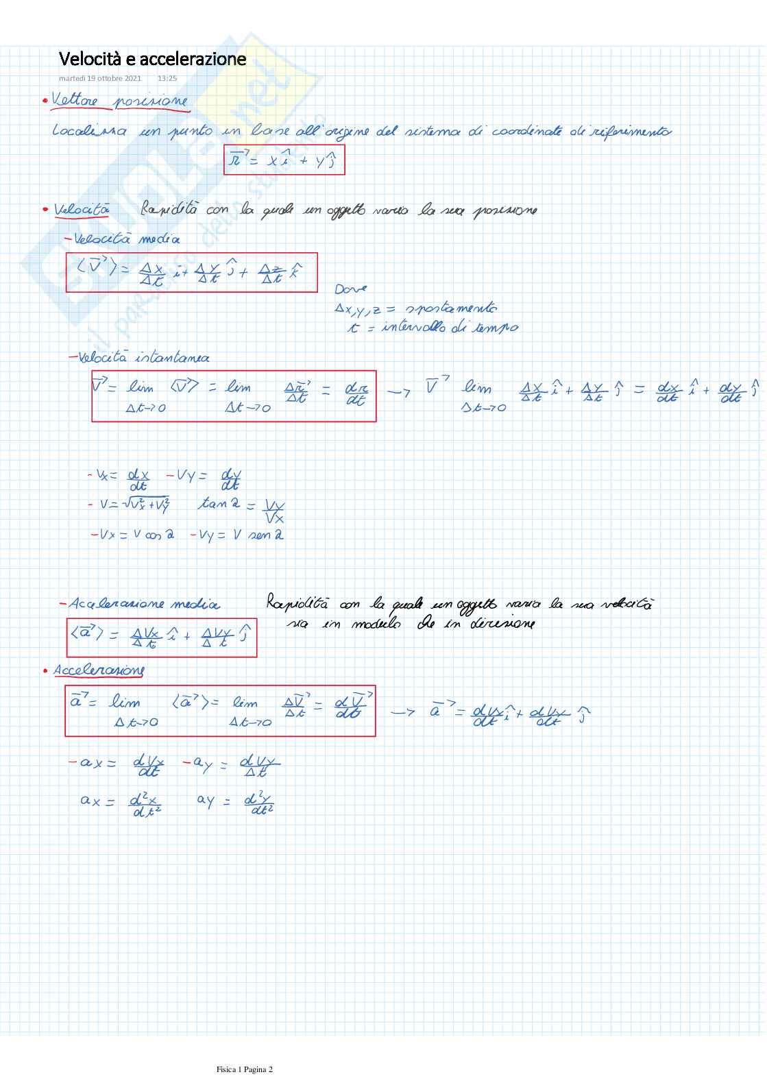 Cinematica: Fisica 1 Pag. 2