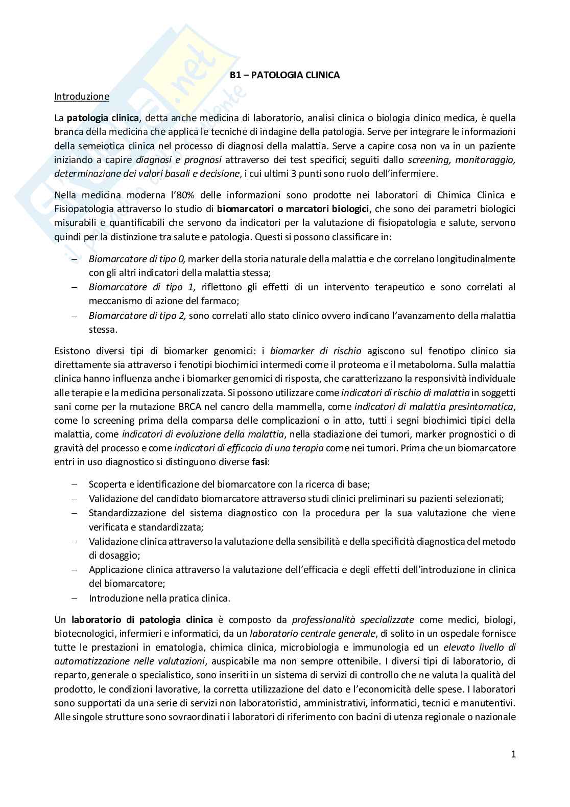 Patologia clinica  Pag. 1