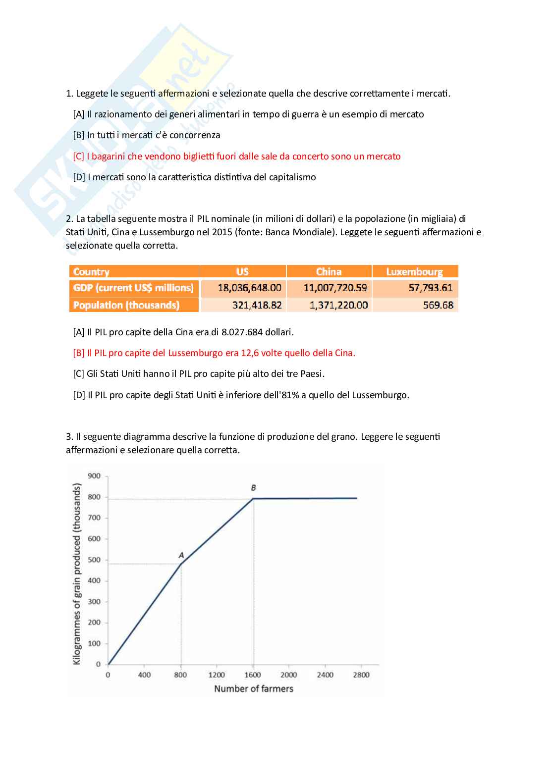 Prova d'esame svolta Economia Pag. 1