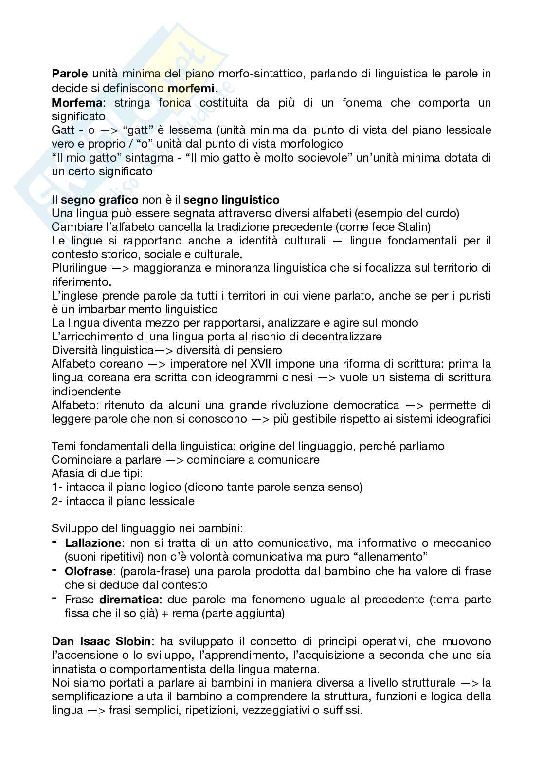 Riassunto lezioni linguistica generale Pag. 11