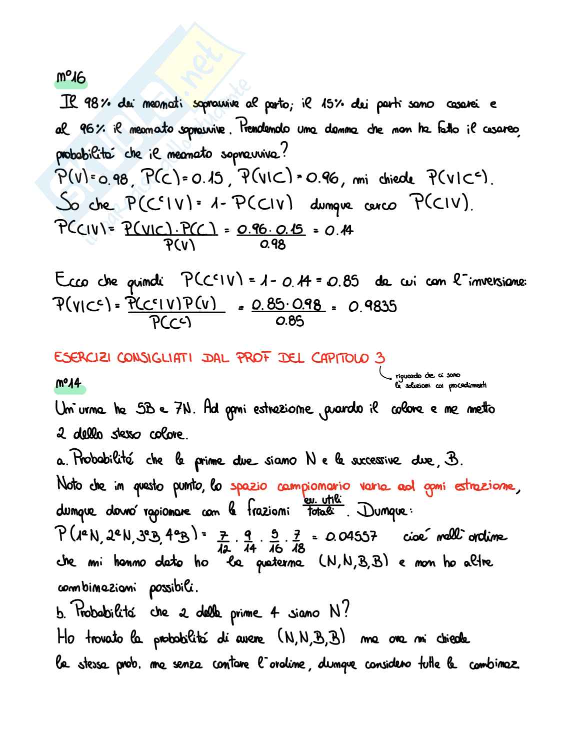 Esercizi divisi per capitoli Probabilità Pag. 16