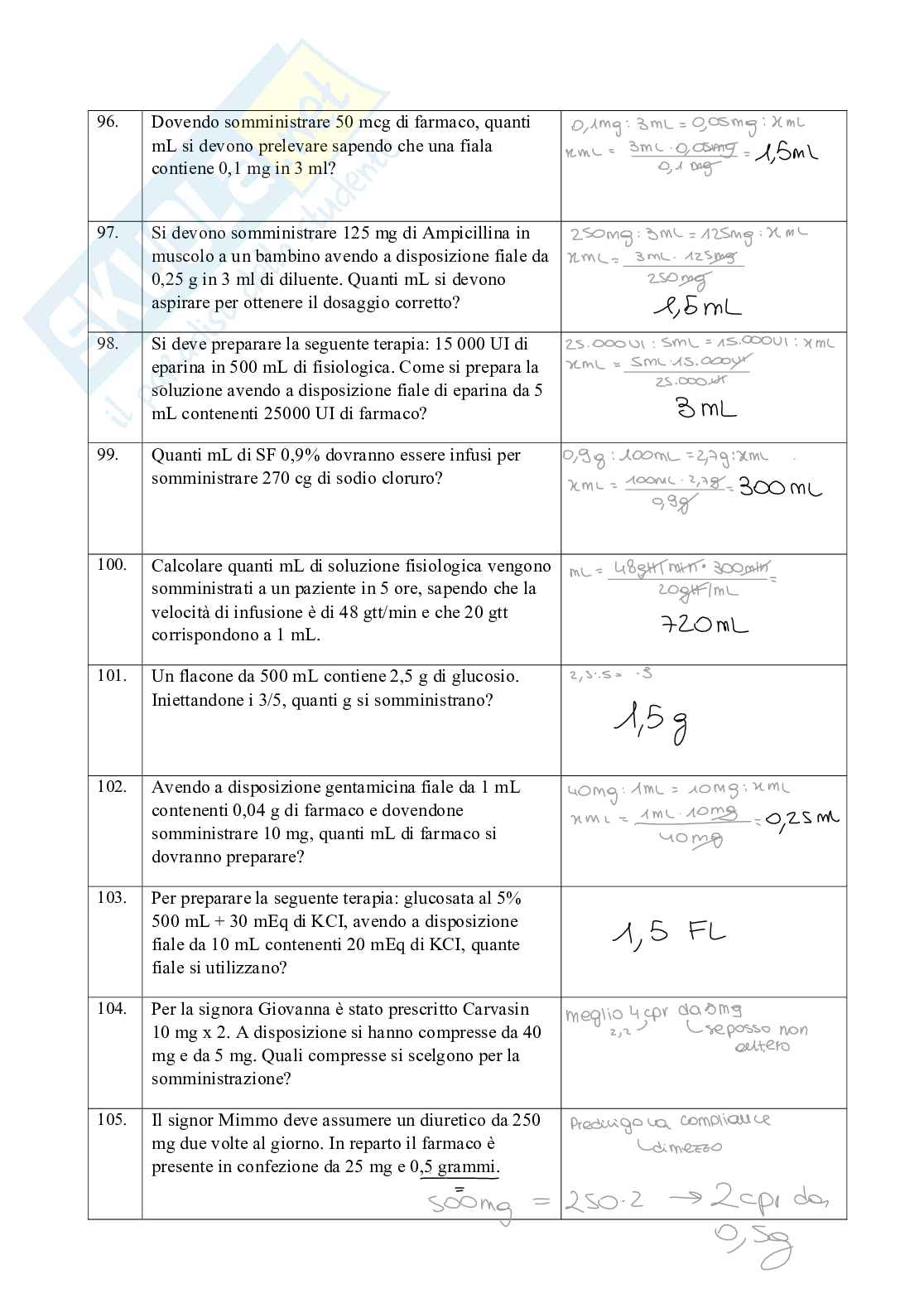 Teoria ed esercizi di calcolo correlati alla terapia orale ed infusionale Pag. 21