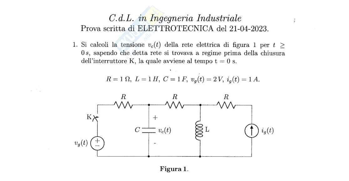 Esercizi svolti di Elettrotecnica sul regime transitorio - Parte 2 Pag. 1