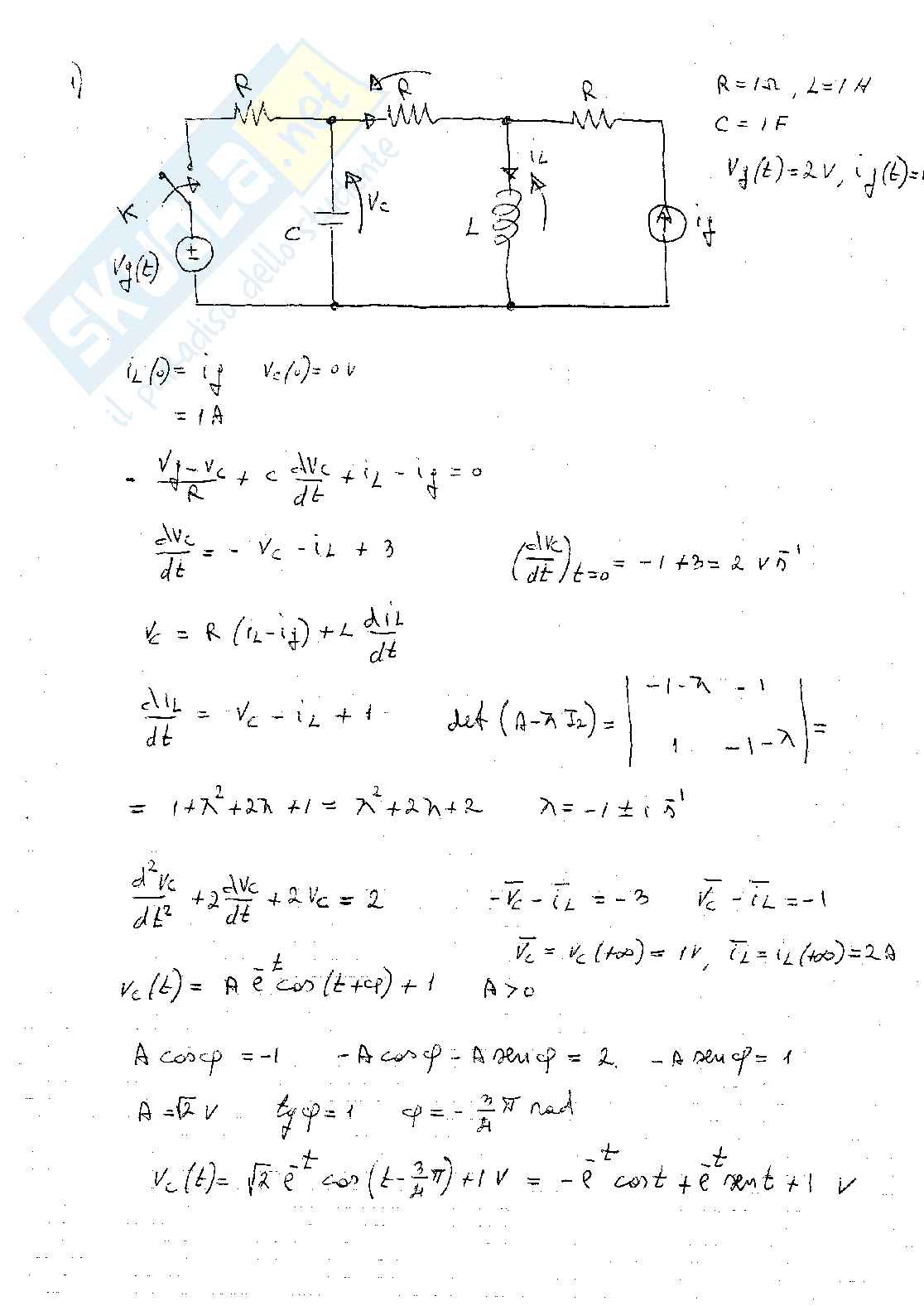 Esercizi svolti di Elettrotecnica sul regime transitorio - Parte 2 Pag. 2