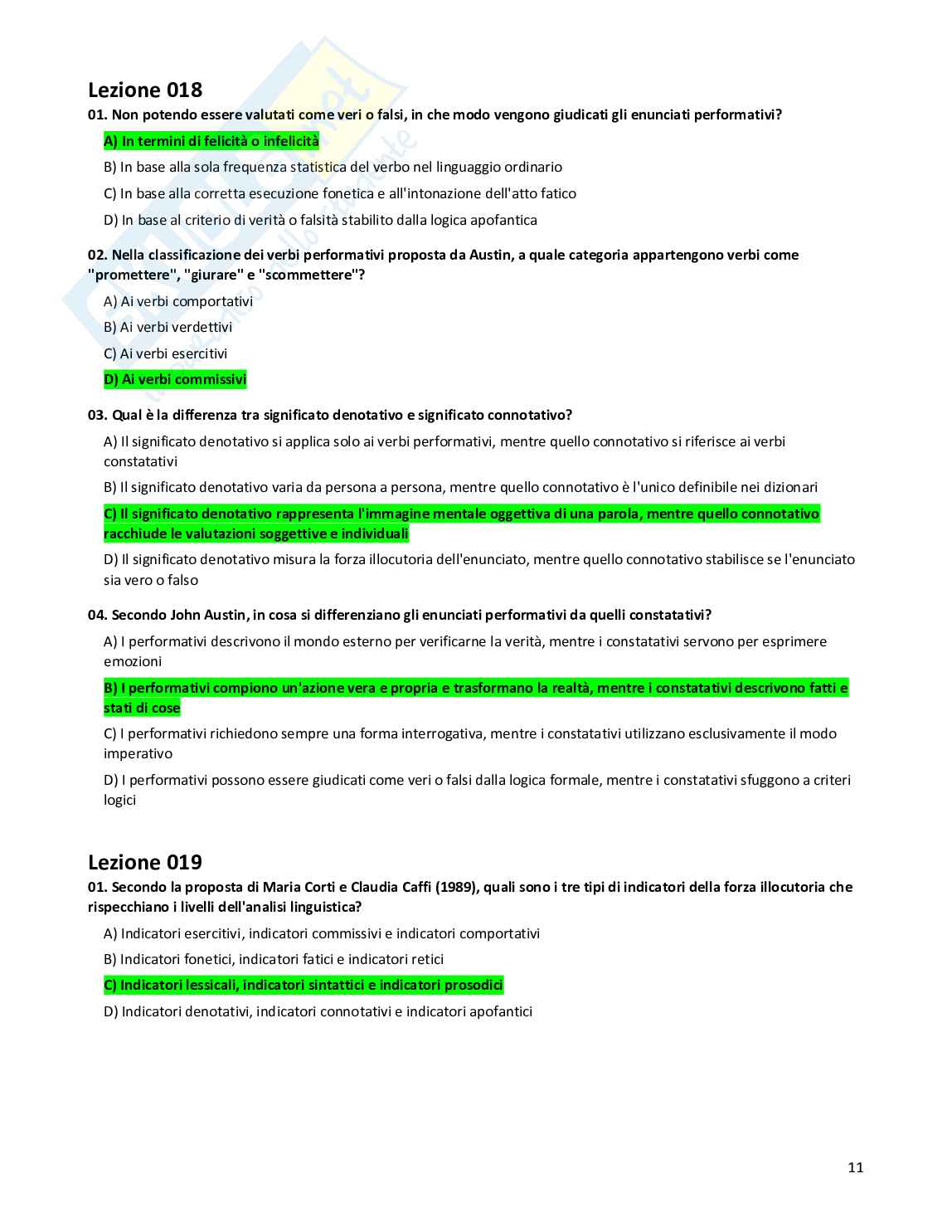 Quiz risolti Linguistica applicata, 2026 Pag. 11