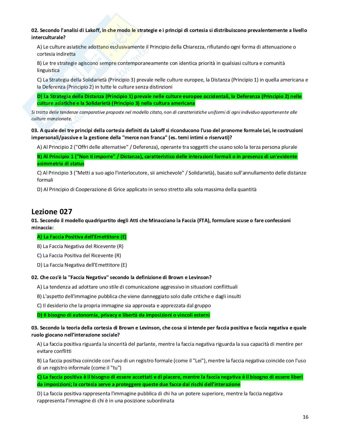 Quiz risolti Linguistica applicata, 2026 Pag. 16