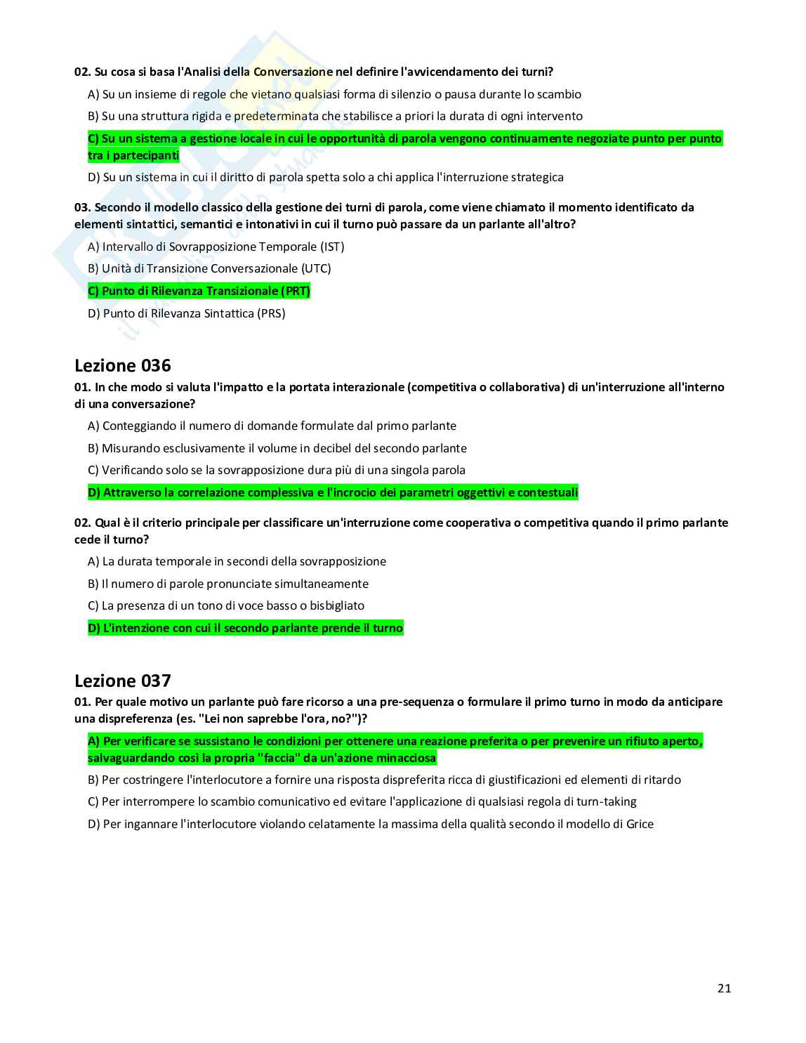 Quiz risolti Linguistica applicata, 2026 Pag. 21