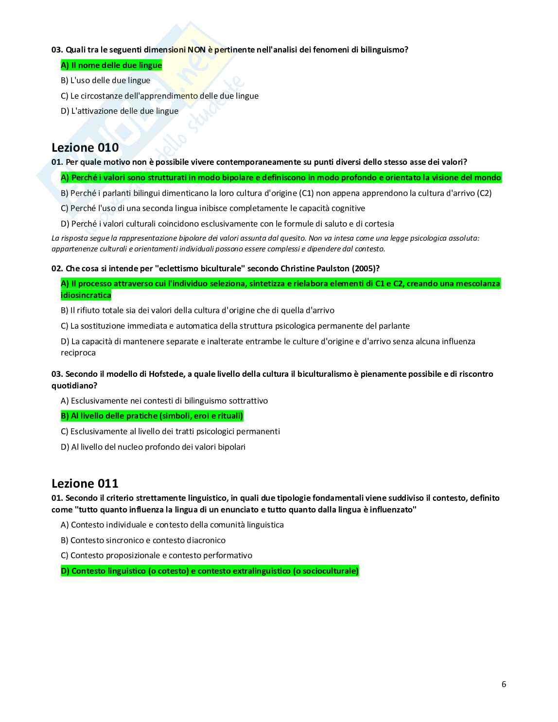 Quiz risolti Linguistica applicata, 2026 Pag. 6