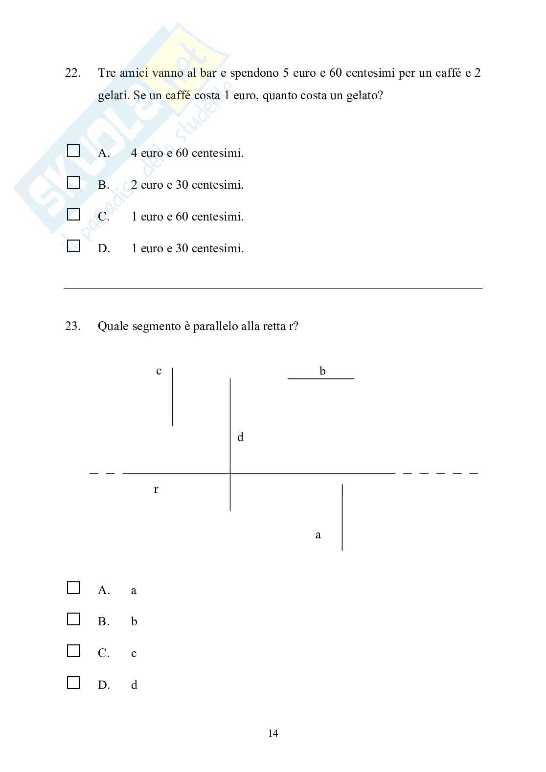 Classe IV - Prova invalsi di matematica a.s. 2004-2005 Pag. 16