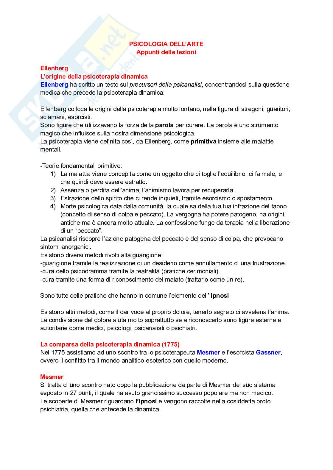 Riassunto esame Psicologia dell’arte, Prof. Giudici Lorella, libro consigliato Interpretazione dei sogni , Freud Pag. 1