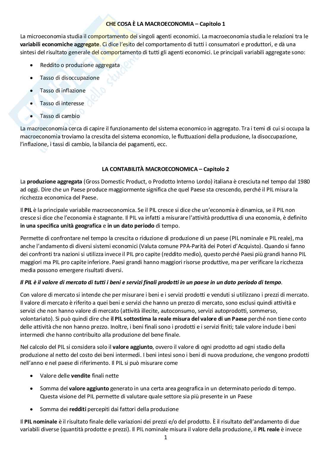 Appunti Macroeconomia Pag. 1