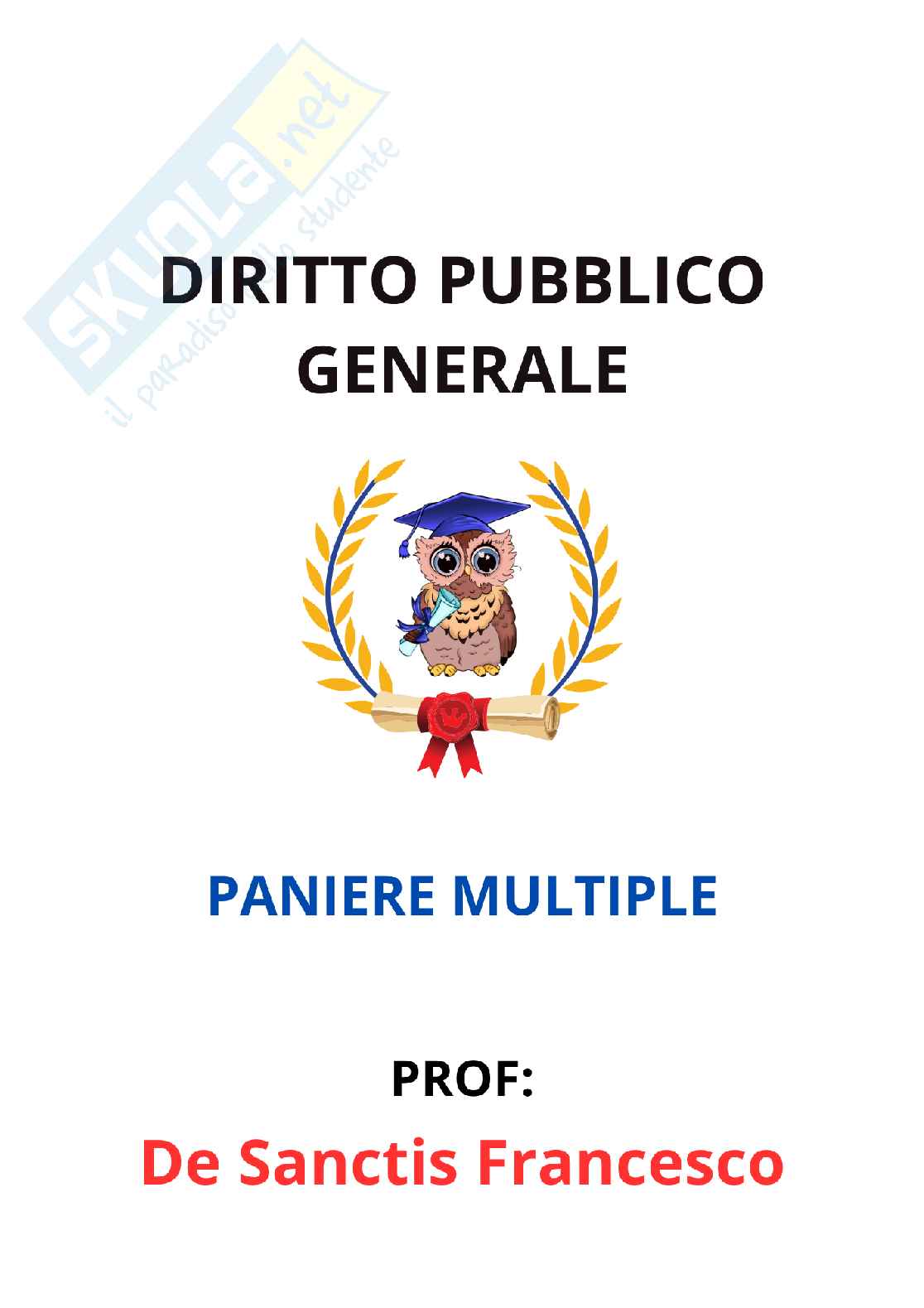 Paniere Diritto pubblico generale (2026) - Risposte multiple corrette Pag. 1