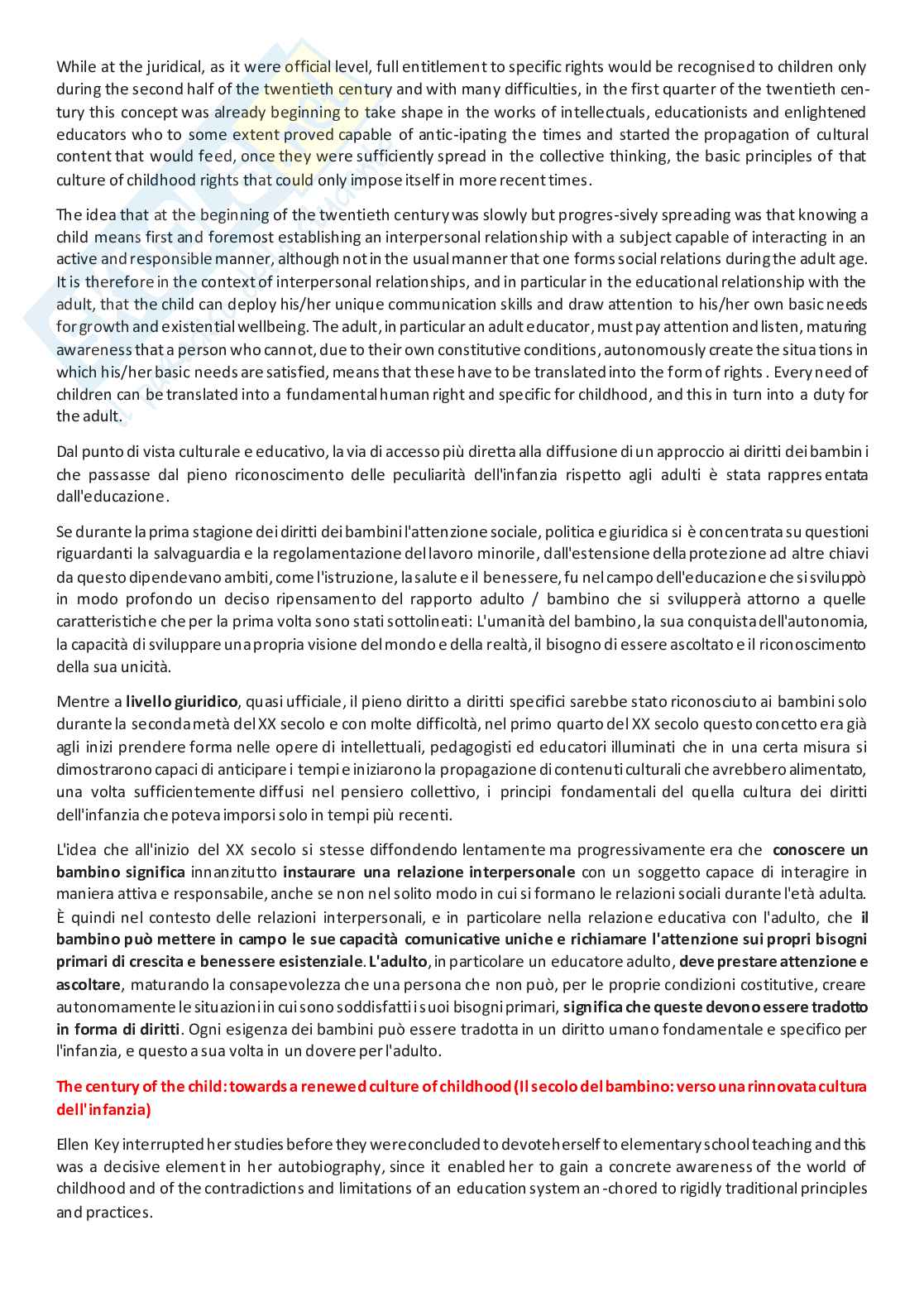 Riassunto esame Storia dell'educazione, prof. Marescotti, libro consigliato The Century of the Rights of Children, Key Pag. 2