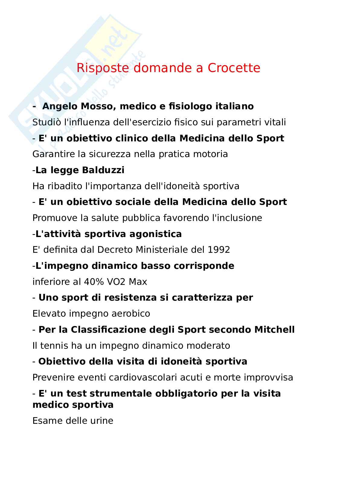 Paniere completo Medicina dello sport  Pag. 1