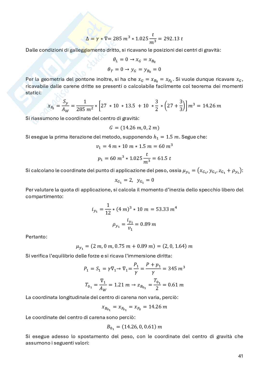 Appunti del corso di Statica della nave Pag. 41