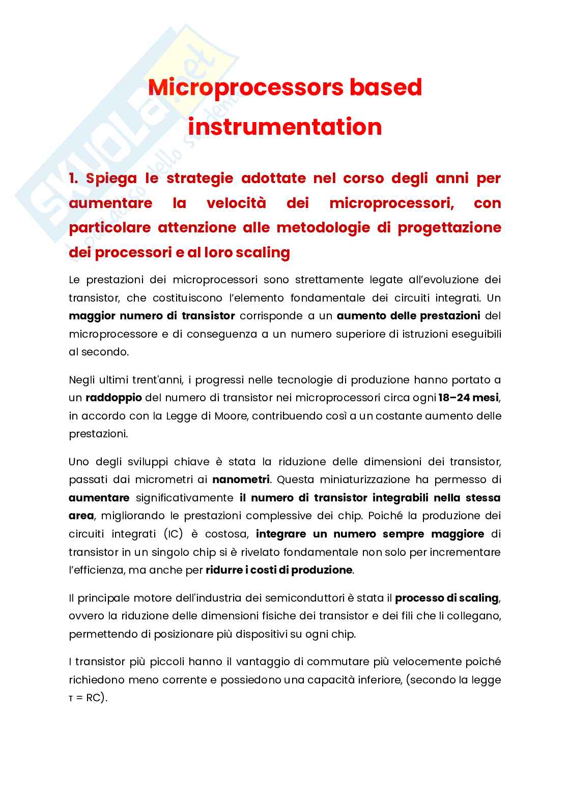 Risposte a domande frequenti dell’esame di Microprocessor and based instrumentation Pag. 1