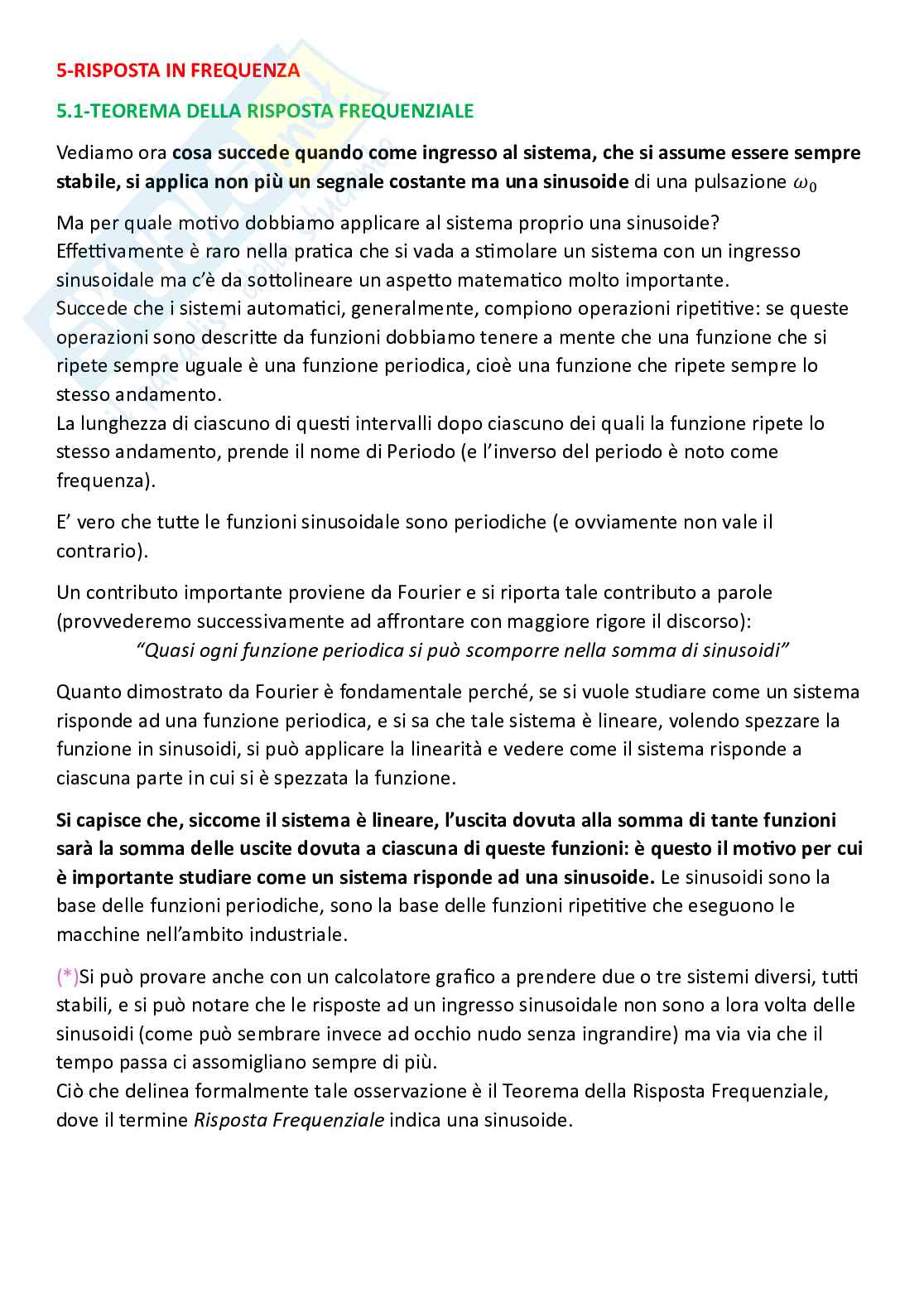 Controlli automatici, parte 5 - Risposta in frequenza Pag. 1