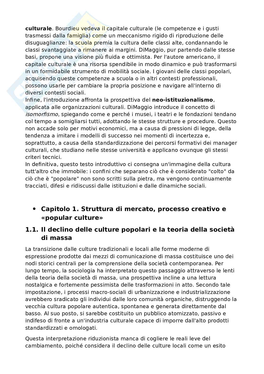 Riassunto esame Organizzazione e Economia dello Spettacolo, Prof. Biagiotti Andrea, libro consigliato  Organizzare la cultura. Imprenditoria, istituzioni e beni culturali, DiMaggio Pag. 2
