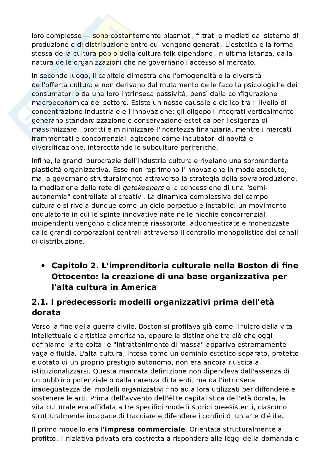 Riassunto esame Organizzazione e Economia dello Spettacolo, Prof. Biagiotti Andrea, libro consigliato  Organizzare la cultura. Imprenditoria, istituzioni e beni culturali, DiMaggio Pag. 6