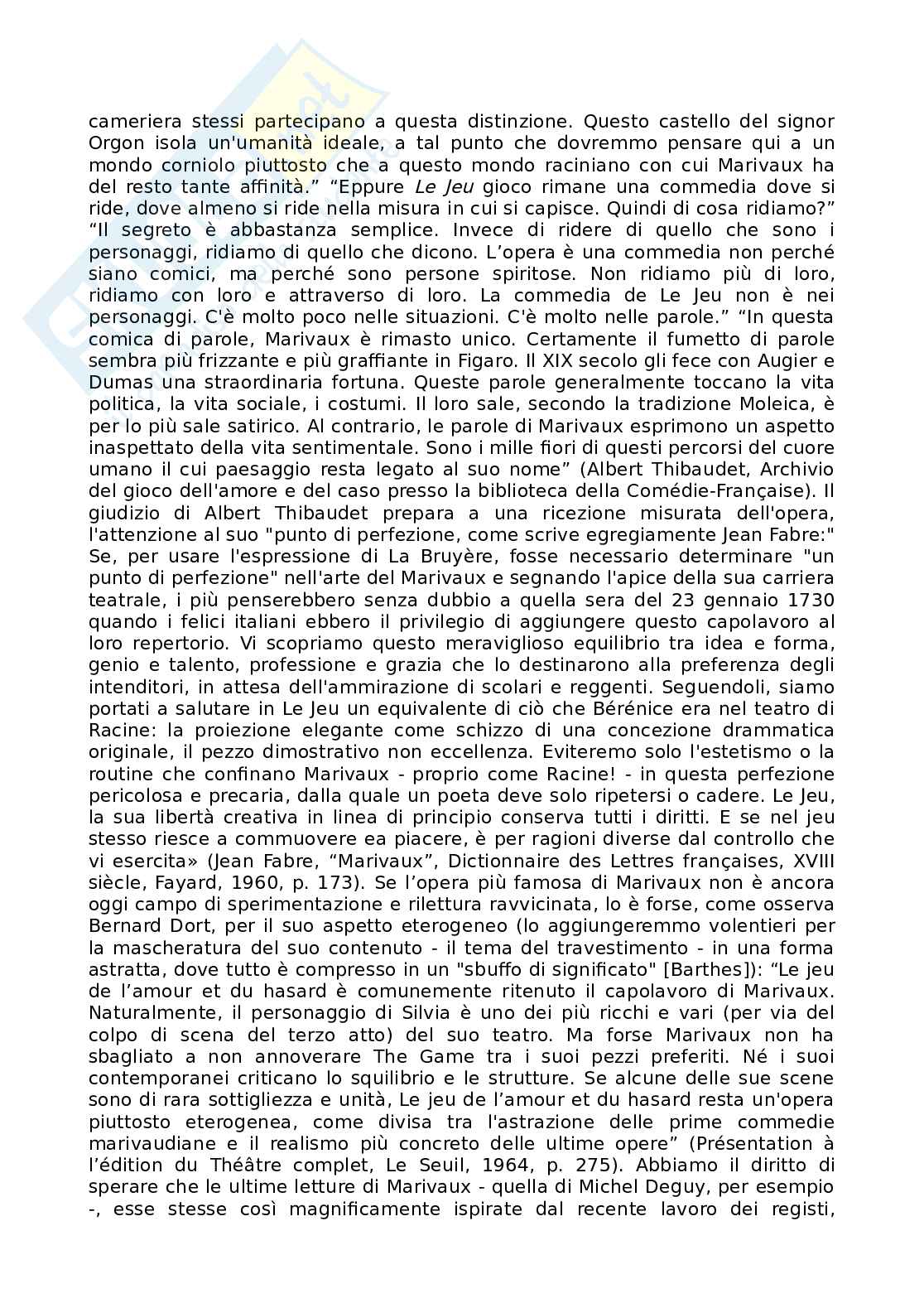 Marivaux - le jeu de l'amour et du hasard (basato su prefazione di Patrice Pavis + lezioni professore + analisi) Pag. 21