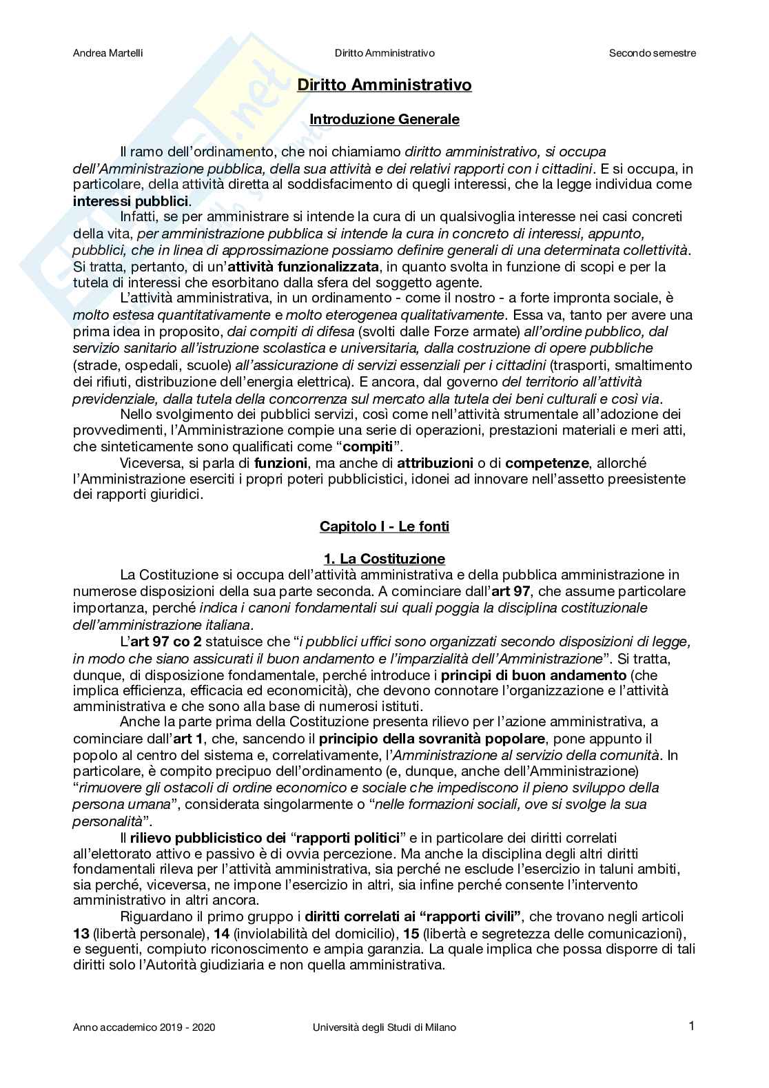 Appunti Diritto Amministrativo Pag. 1