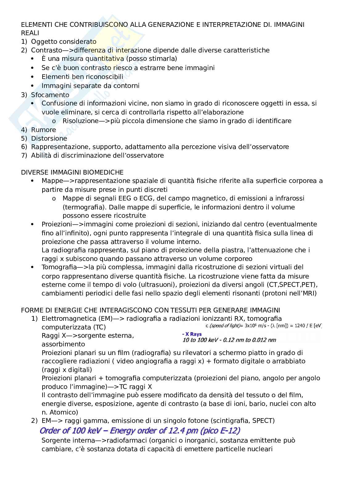 Principi di Bioimmagini Pag. 2