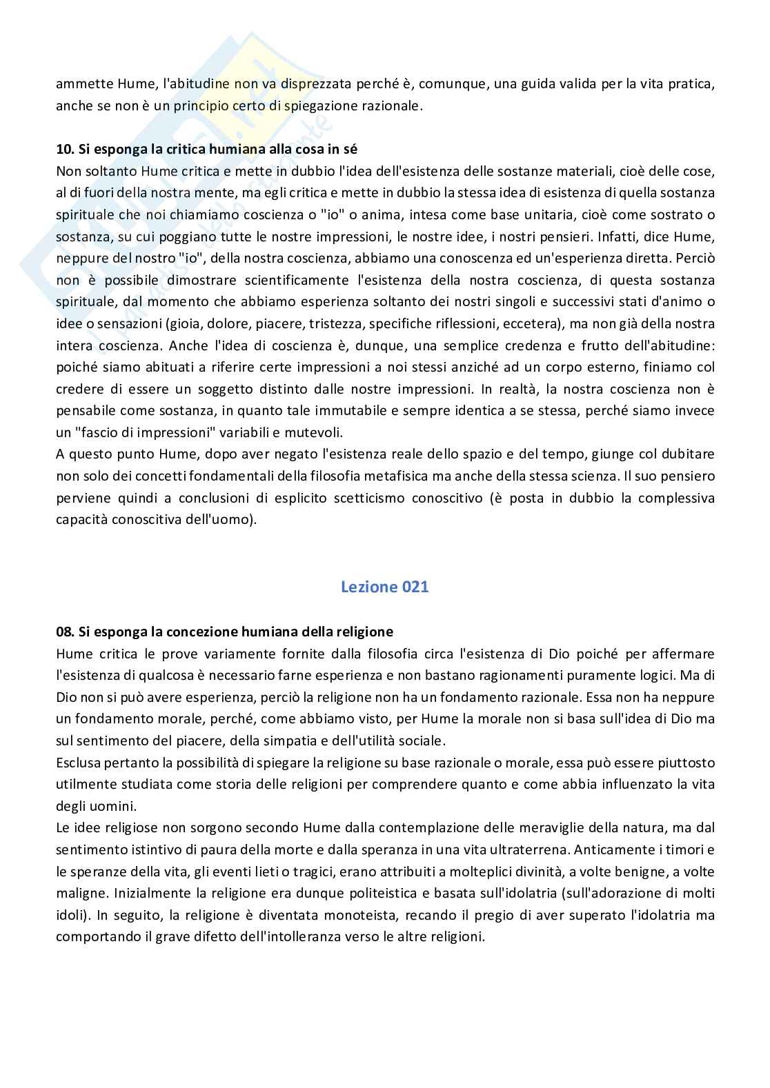 Paniere con risposte aperte di storia della filosofia moderna e contemporanea Pag. 11