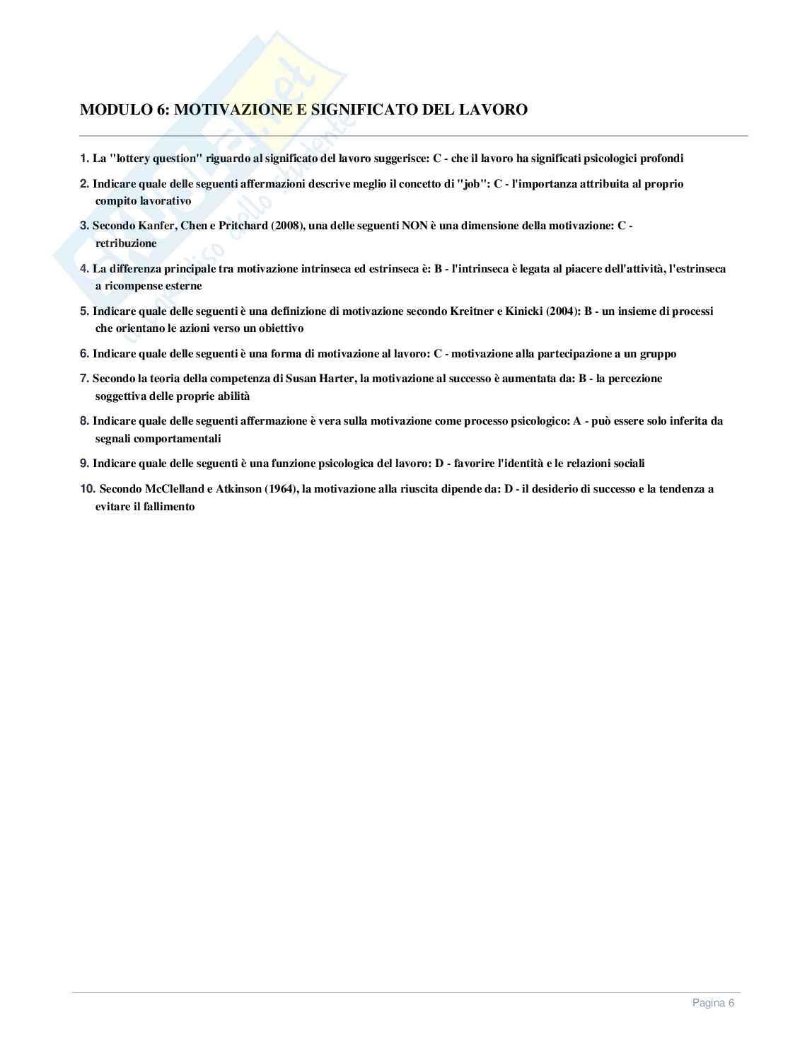 Paniere Psicologia del lavoro e delle organizzazioni in ambito sportivo Pag. 6