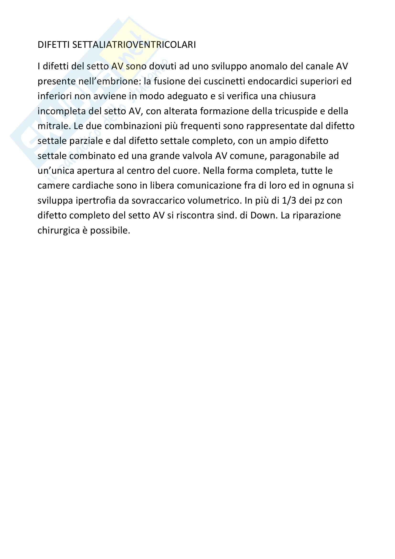 Anatomia patologica - Difetti settaliatroventricolari Pag. 1