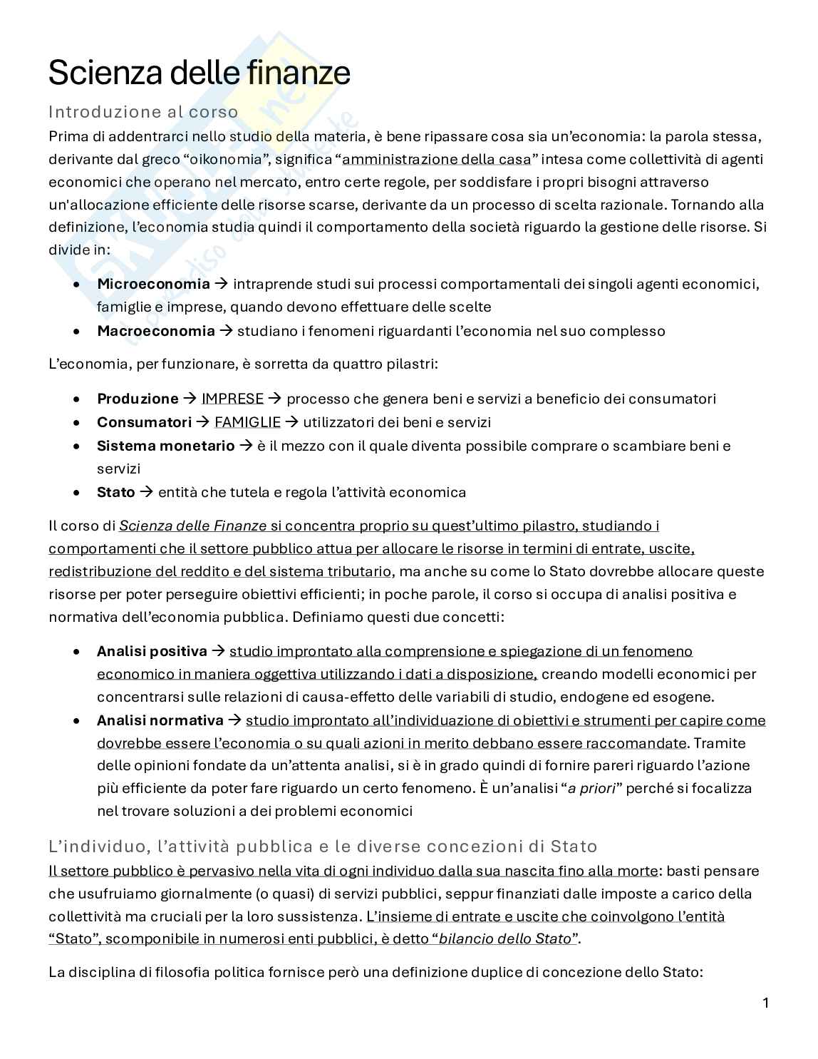 Scienza delle finanze   Pag. 1