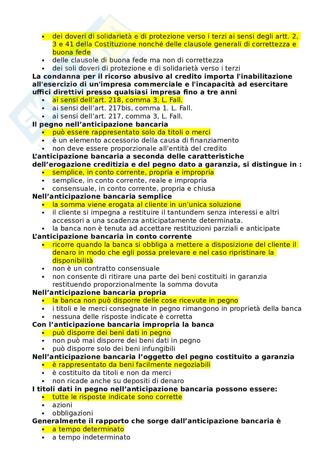 Domande a risposta multipla di Diritto bancario  Pag. 66