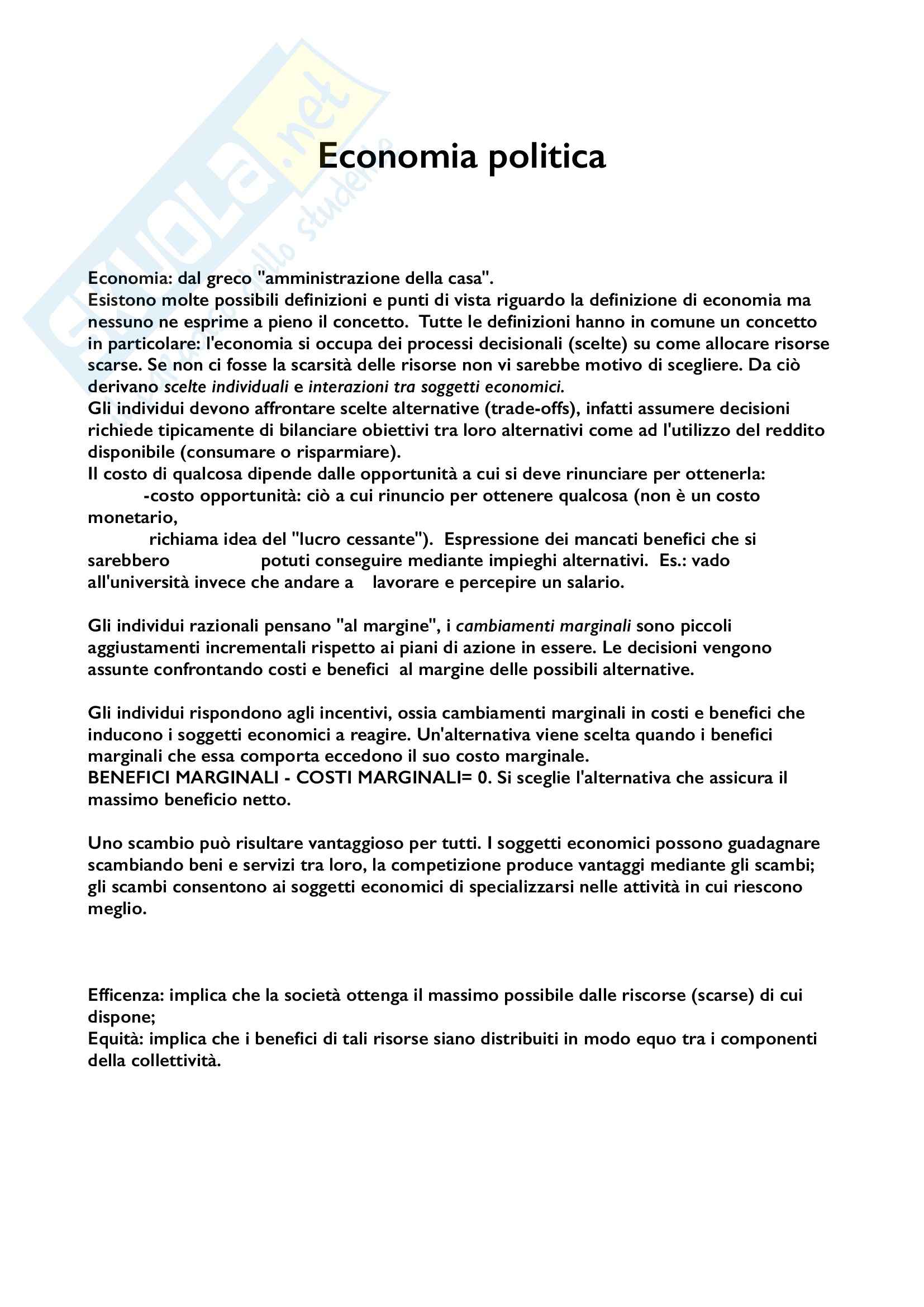 Economia politica - Appunti Pag. 1
