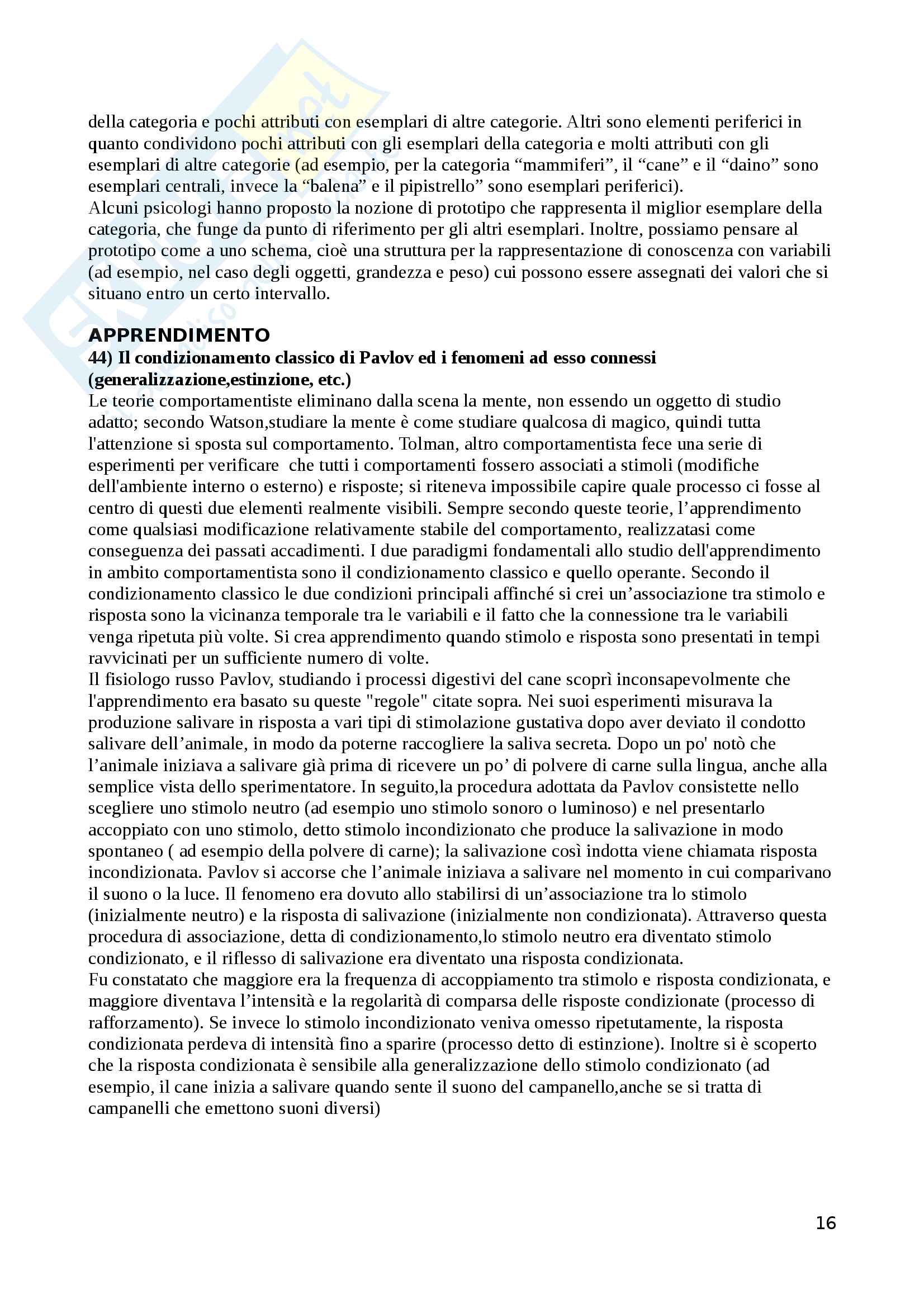 Domande e risposte dell'esame di Psicologia Cognitiva scritto (prof.ssa Gangemi) Pag. 16
