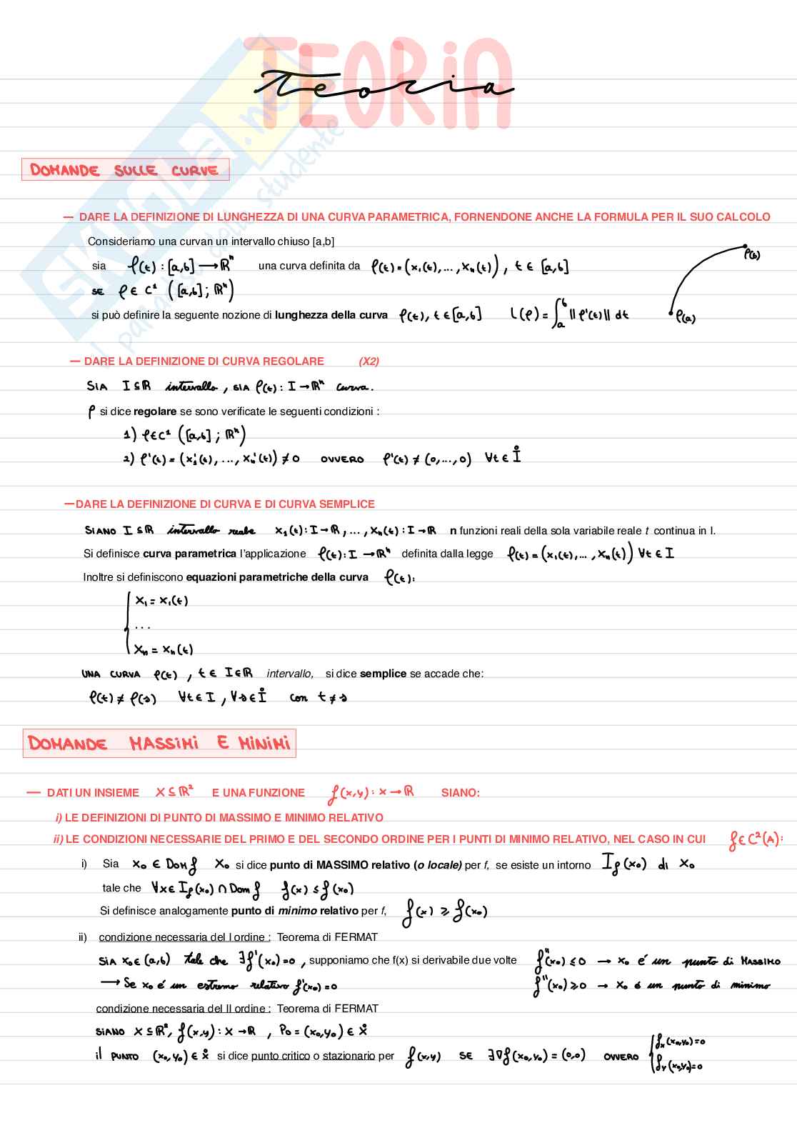 Soluzione prove esame: domande di teoria di Analisi matematica 2 Pag. 1