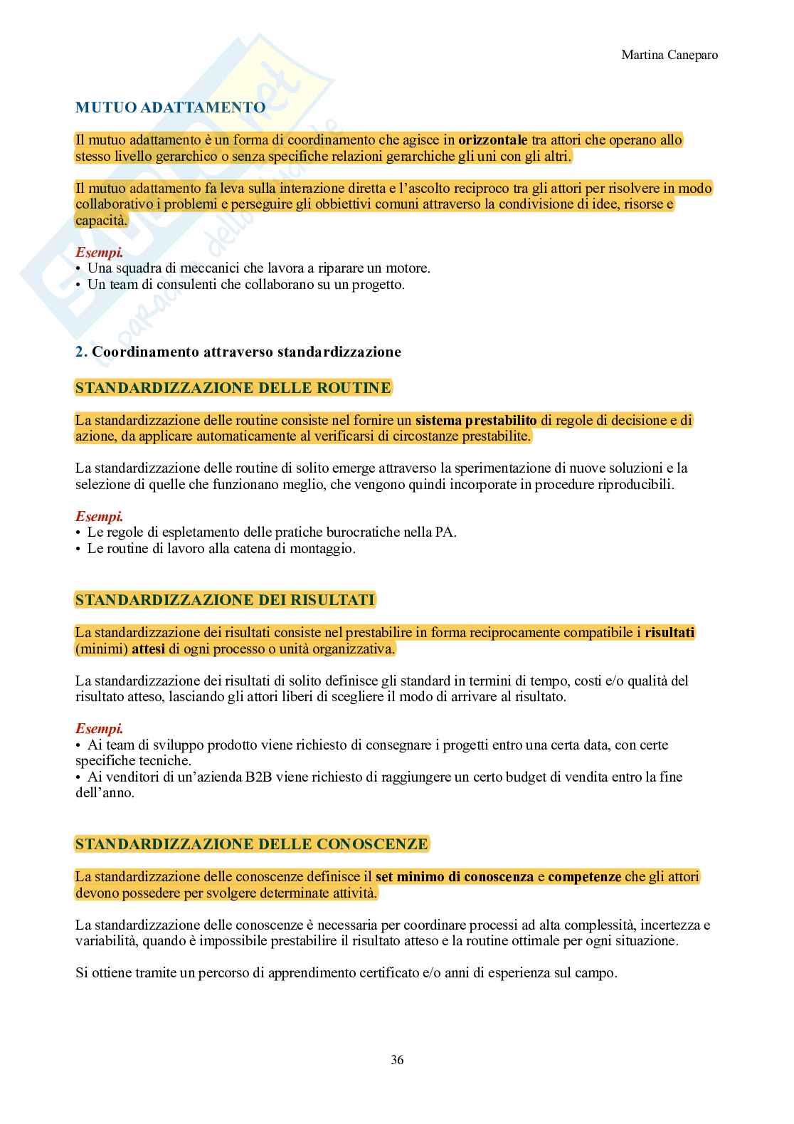 Organizzazione aziendale – Teoria completa in 9 capitoli (canvas, Mintzberg, forme) Pag. 36