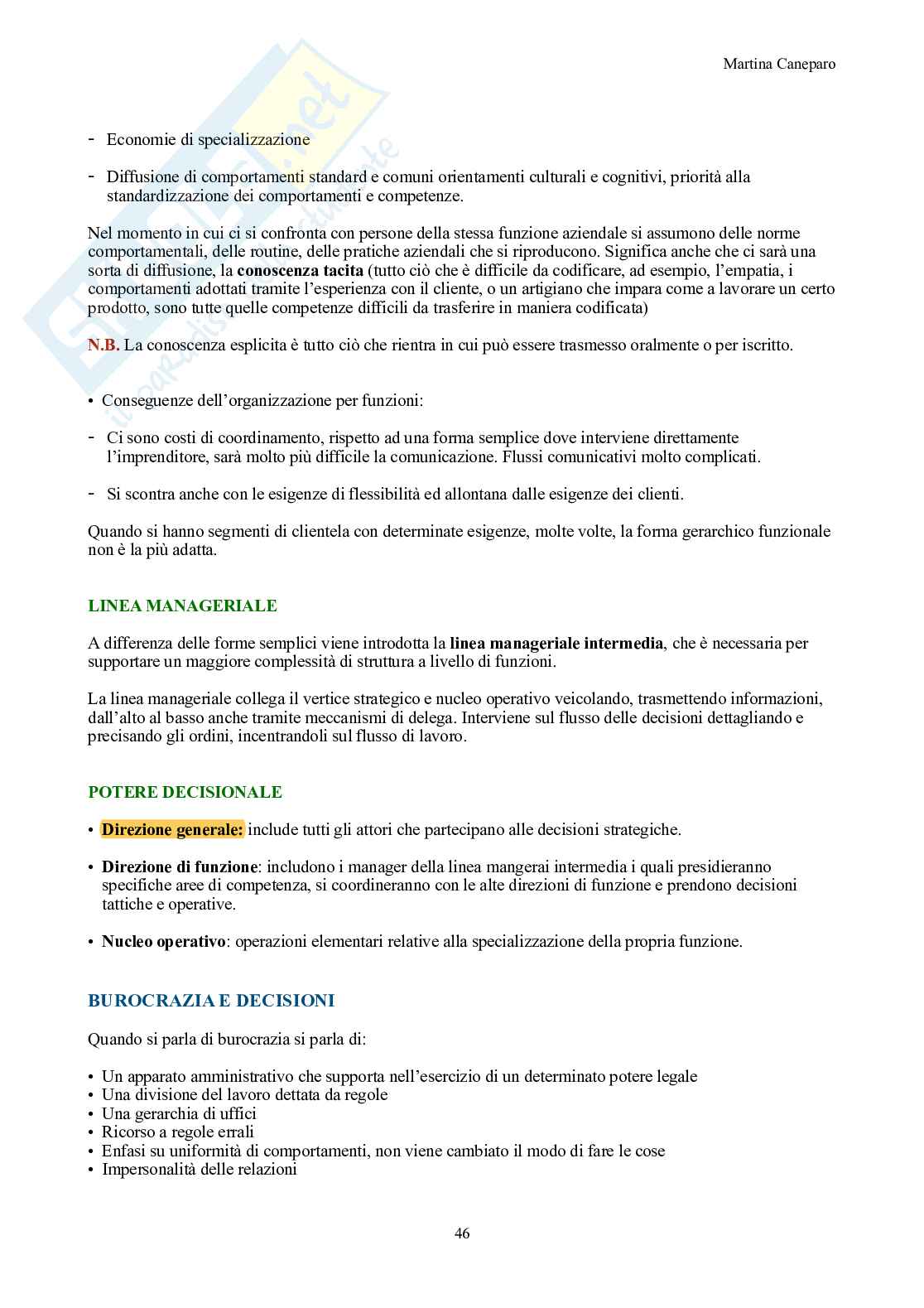 Organizzazione aziendale – Teoria completa in 9 capitoli (canvas, Mintzberg, forme) Pag. 46