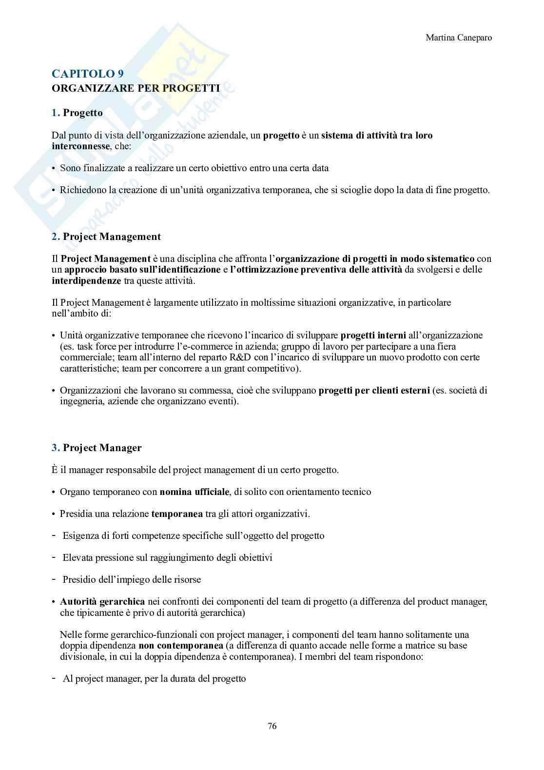 Organizzazione aziendale – Teoria completa in 9 capitoli (canvas, Mintzberg, forme) Pag. 76