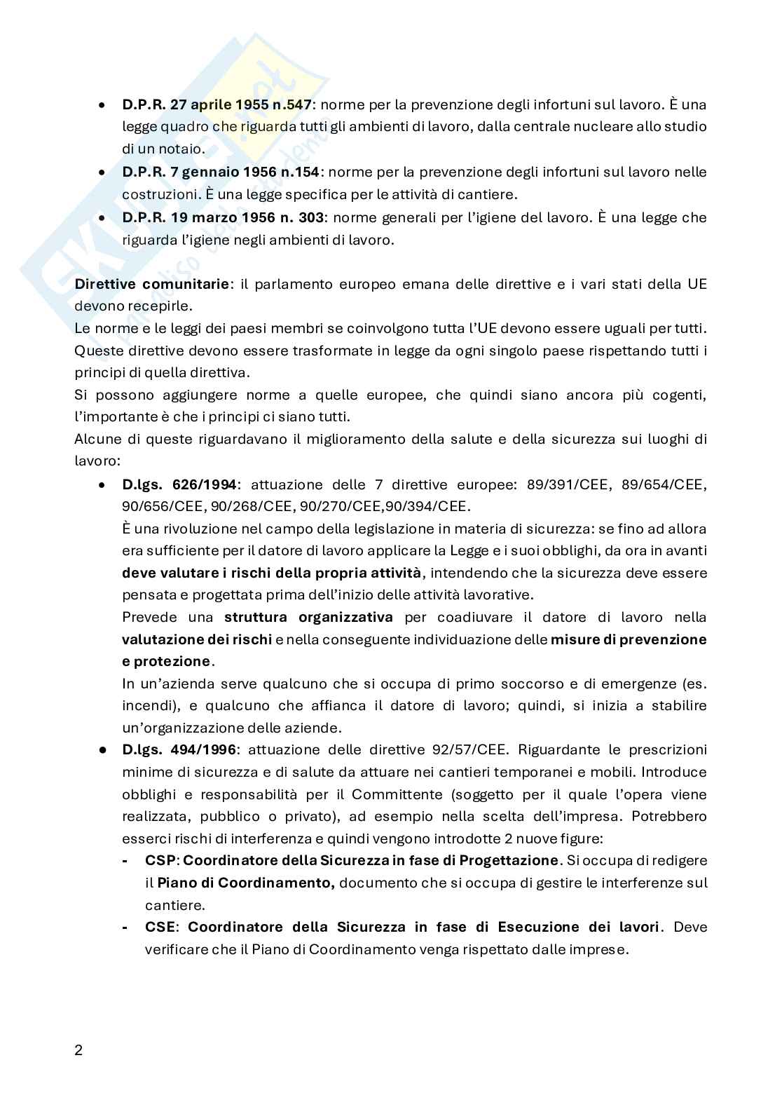 Appunti Organizzazione del cantiere Pag. 2