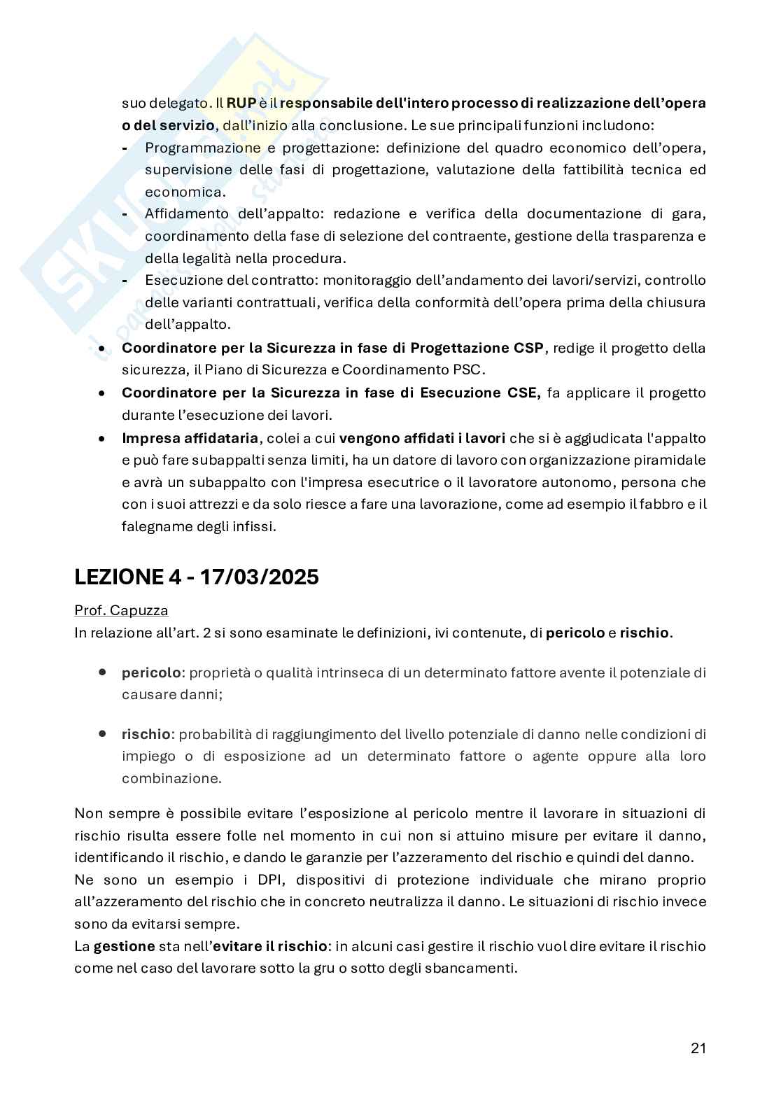 Appunti Organizzazione del cantiere Pag. 21