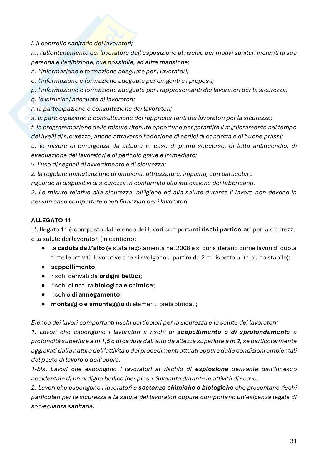 Appunti Organizzazione del cantiere Pag. 31