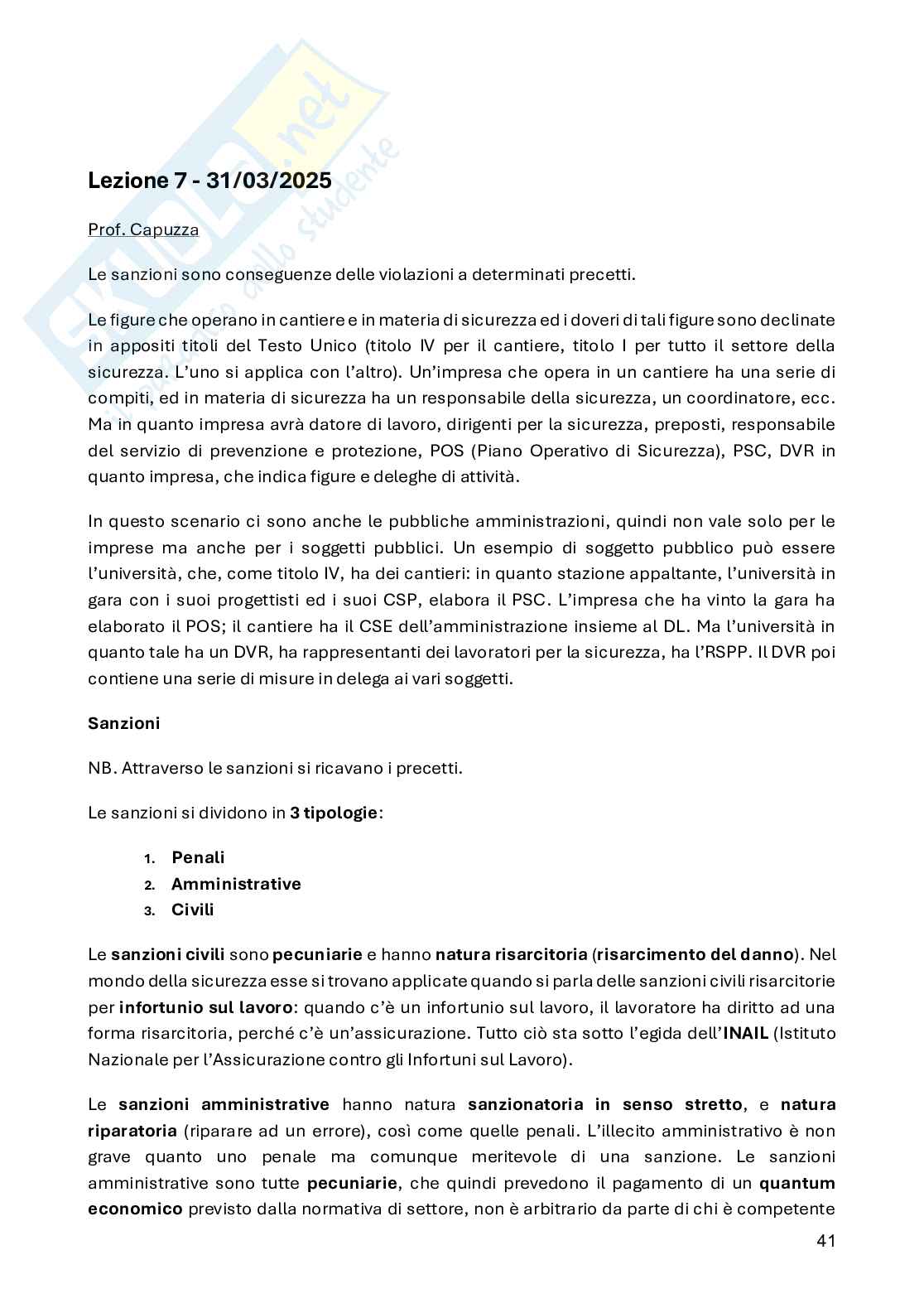 Appunti Organizzazione del cantiere Pag. 41
