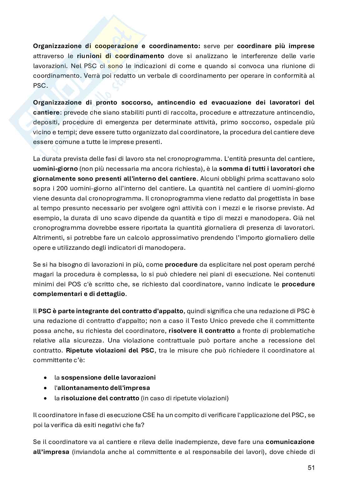 Appunti Organizzazione del cantiere Pag. 51