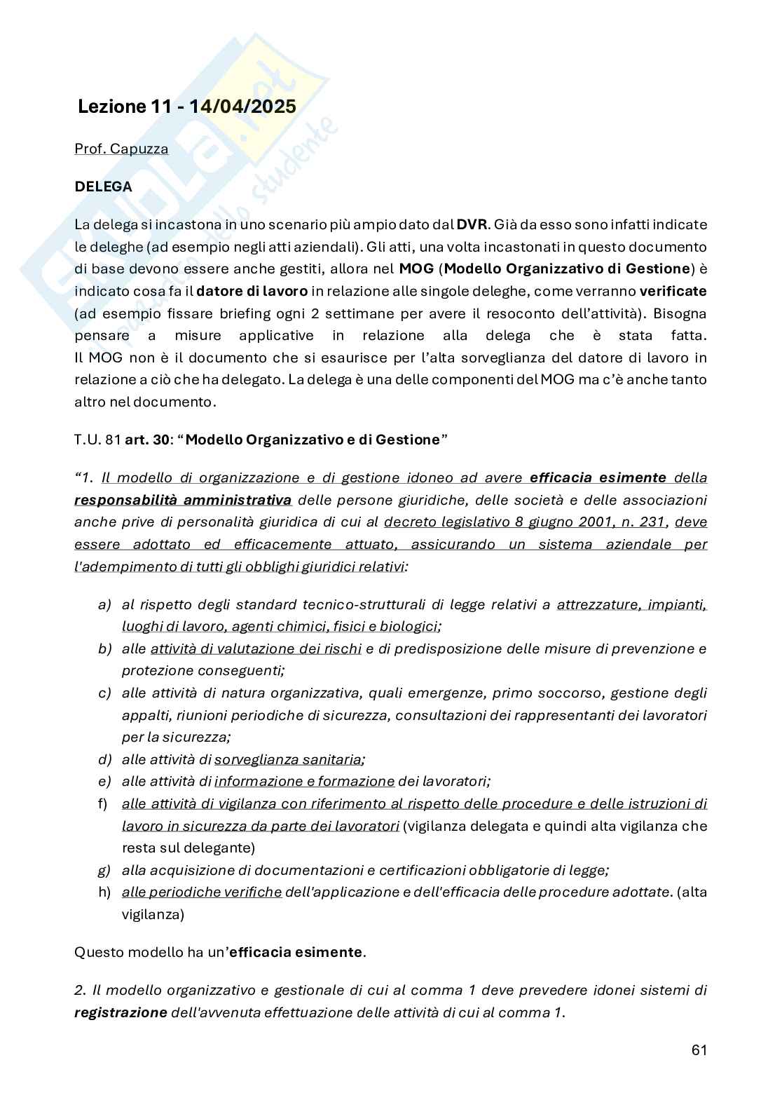 Appunti Organizzazione del cantiere Pag. 61