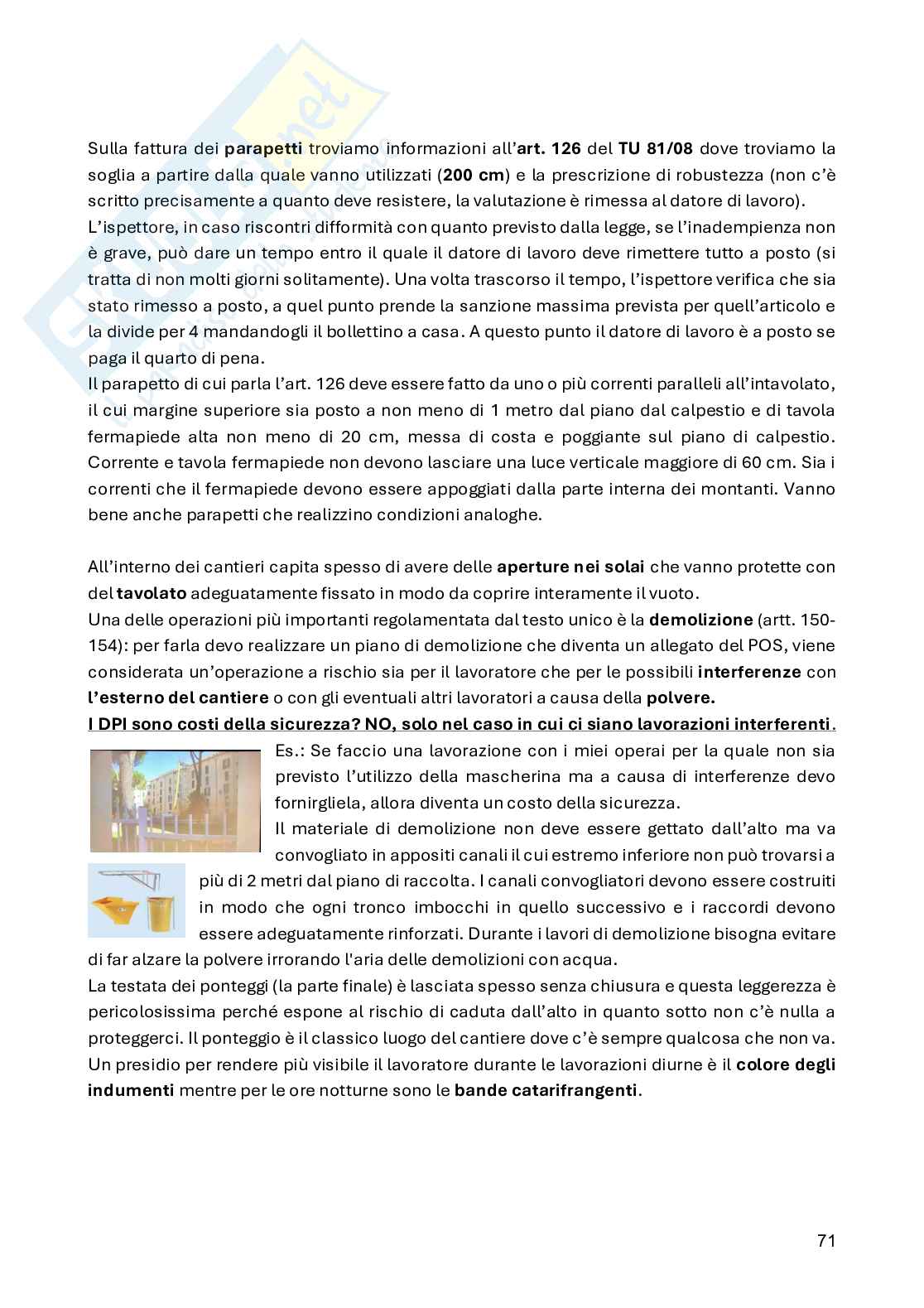 Appunti Organizzazione del cantiere Pag. 71