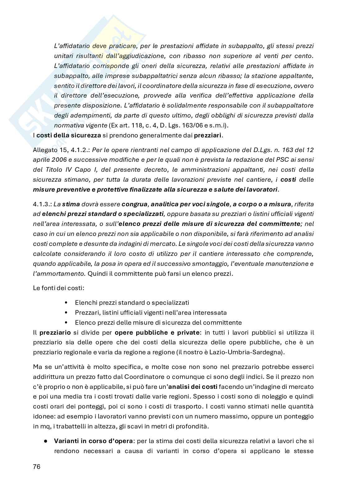 Appunti Organizzazione del cantiere Pag. 76