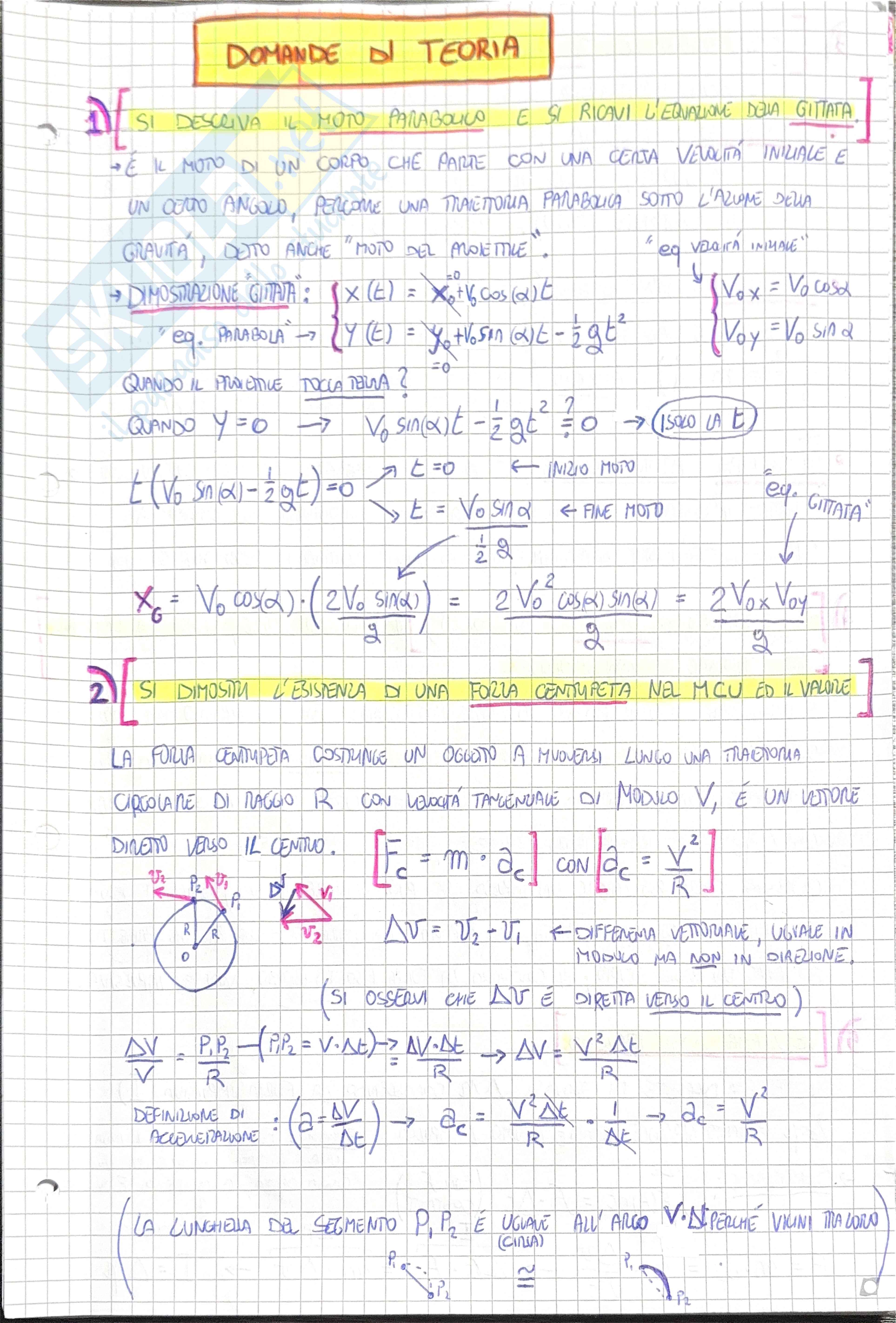 Domande d'esame Fisica 1 Pag. 1
