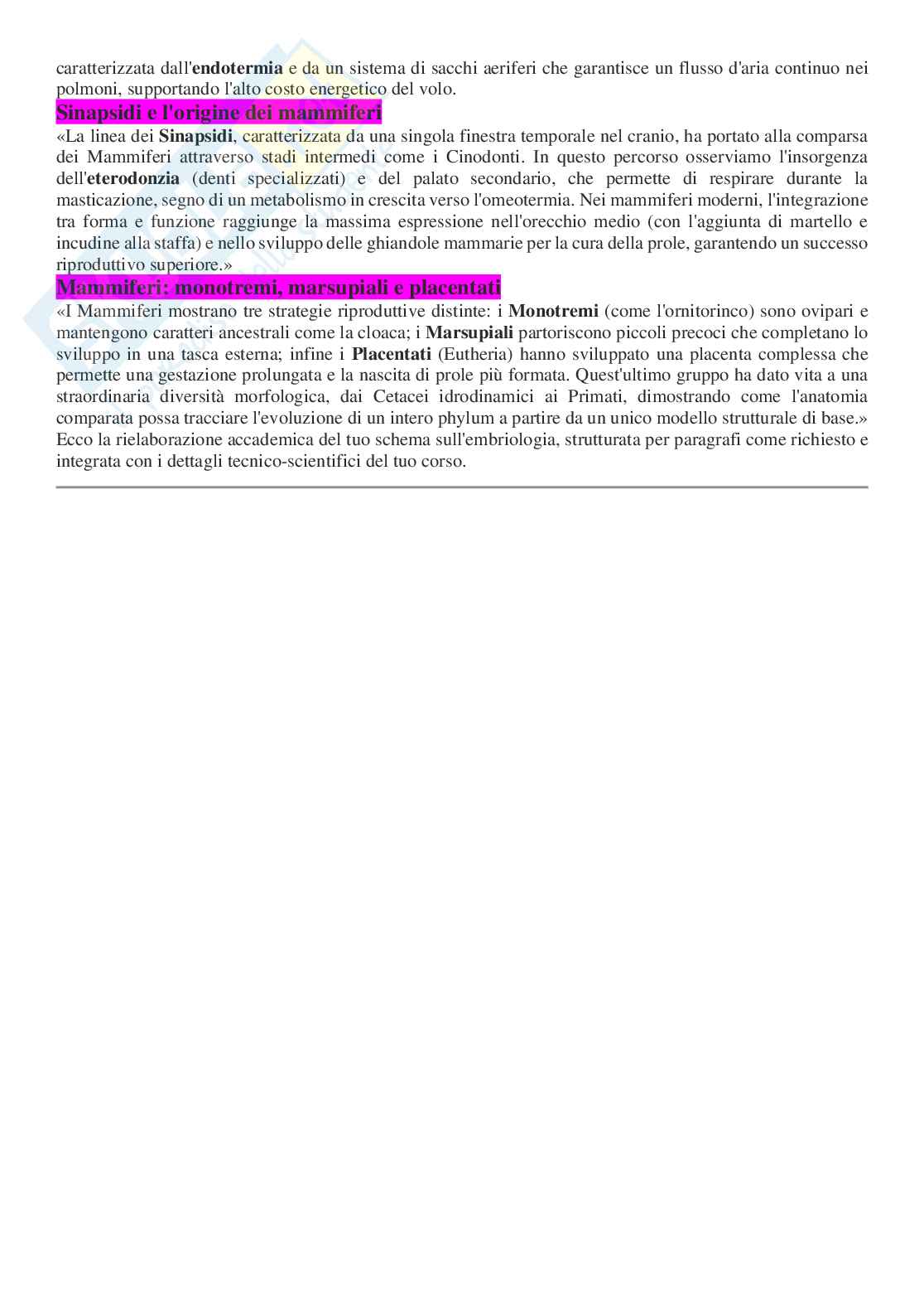 Appunti per l’orale di Anatomia comparata con laboratorio Pag. 6